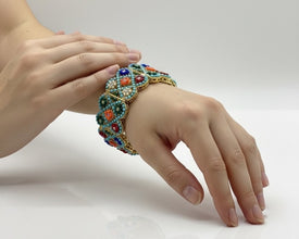 Handcrafted Multi-Color Beaded Bracelet - Artisan Floral Design